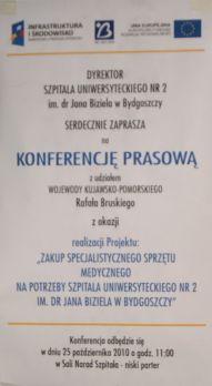 Konferencja Prasowa z okazji realizacji projektu współfinansowanego przez Unię Europejską ze środków Europejskiego Funduszu Rozwoju Regionalnego [...]