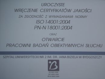 Uroczyste wręczenie certyfikatów jakoci za zgodnoć z wymaganiami normy ISO 14001:2004, PN-N 18001:2004 oraz otwarcie Pracowni Badań Obiektywny [...]